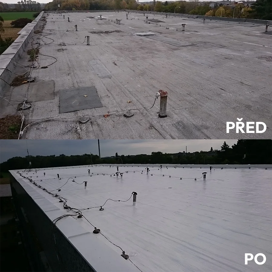 Pred a po aplikaci silikonové hydroizolace